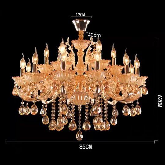 CALYX Crystal Jade European Candle Chandelier 18 lights / Changeable / China Mainland Chandeliers