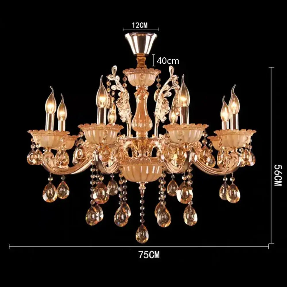 CALYX Crystal Jade European Candle Chandelier 8 lights / Changeable / China Mainland Chandeliers