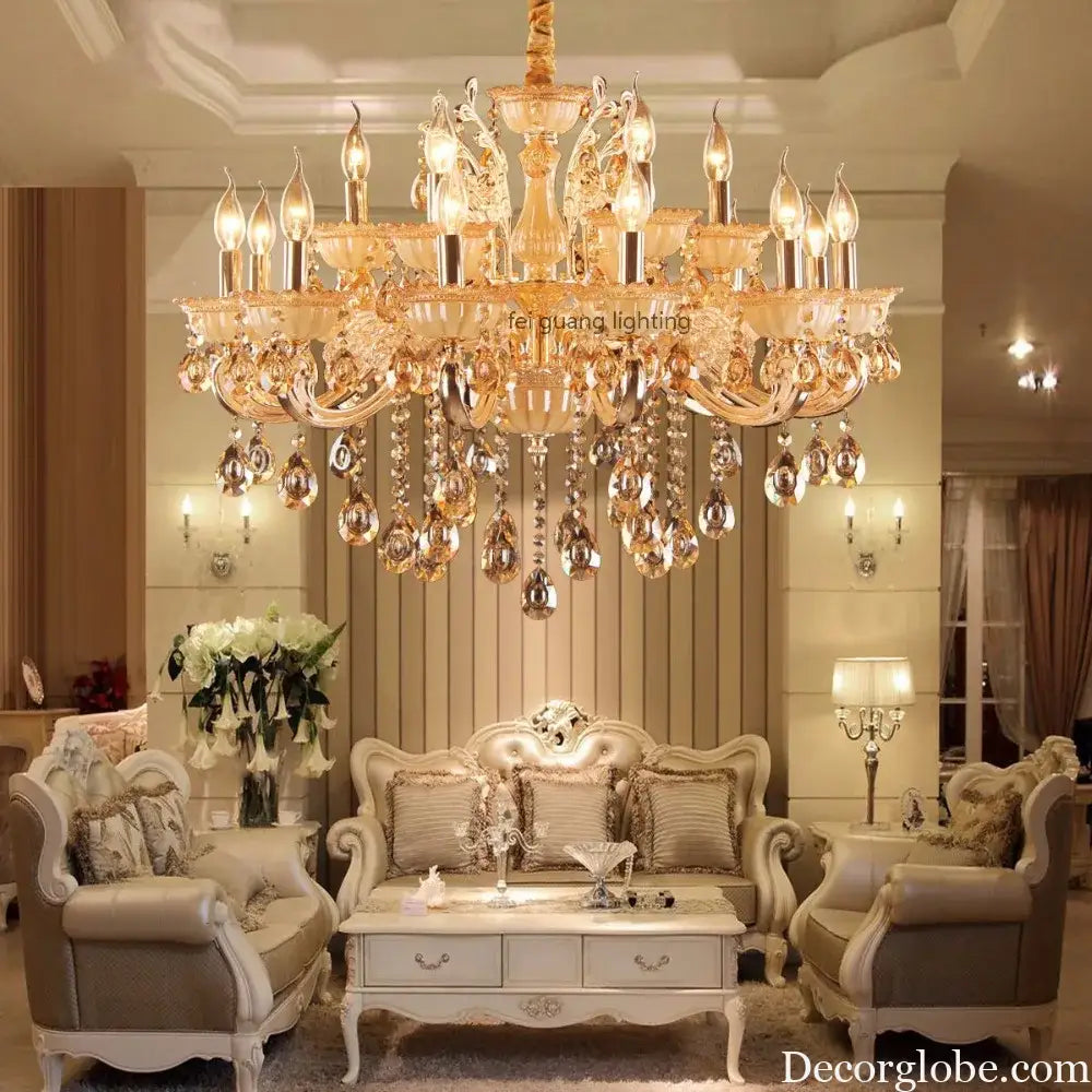 CALYX Crystal Jade European Candle Chandelier Chandeliers
