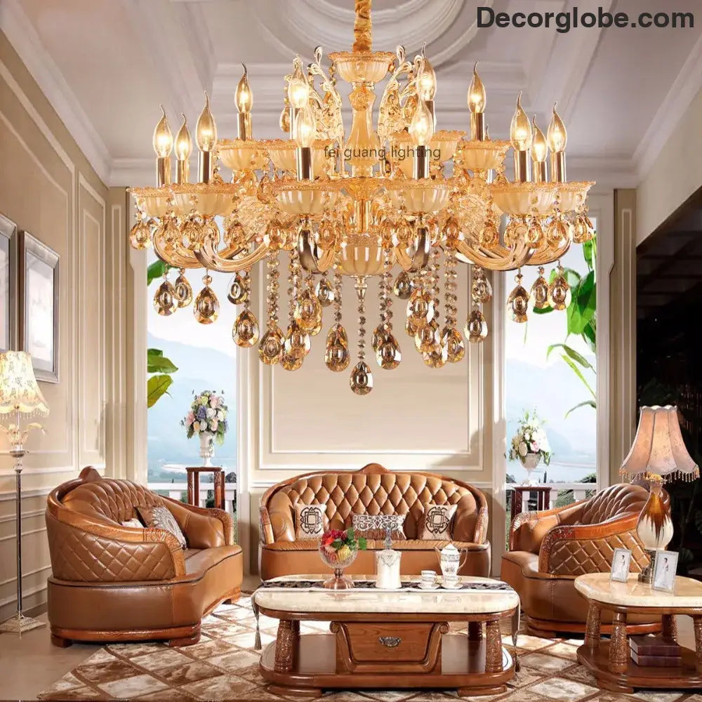 CALYX Crystal Jade European Candle Chandelier Chandeliers