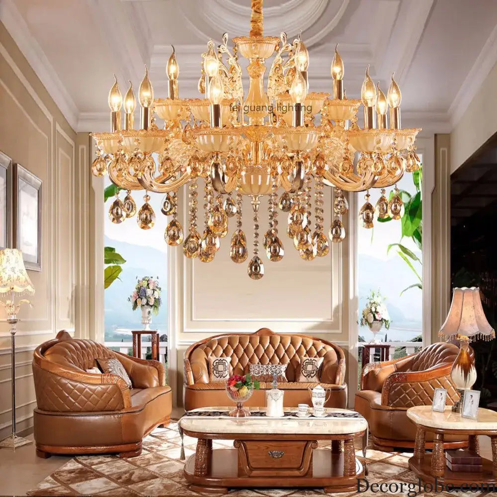 CALYX Crystal Jade European Candle Chandelier Chandeliers