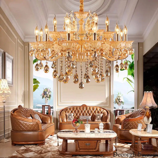 CALYX Crystal Jade European Candle Chandelier Chandeliers