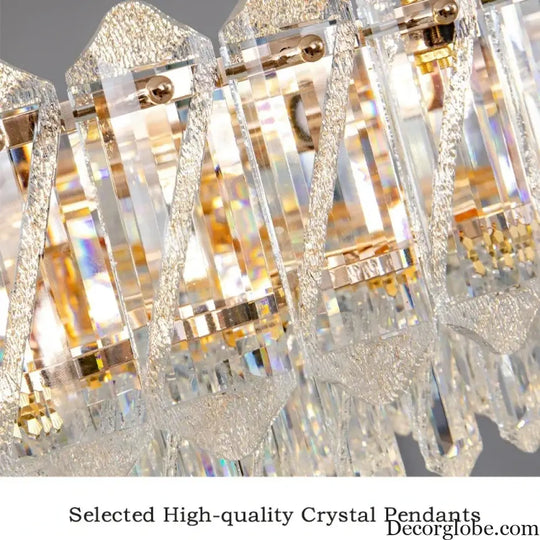 Camille French Luxury Long Crystal Chandelier Gold LED Grand Lobby Light Chandelier