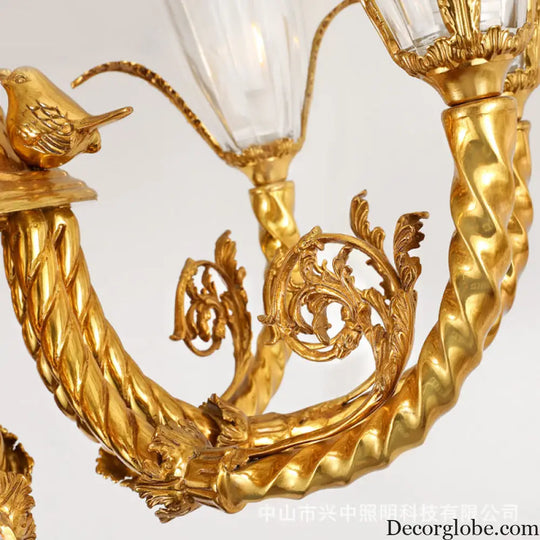 French style copper living room chandelier European style romantic cozy dining room lamp bedroom copper lamp home