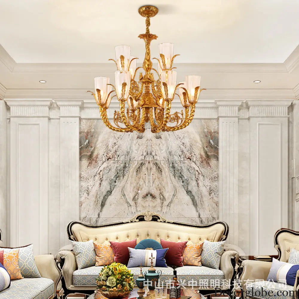 French style copper living room chandelier European style romantic cozy dining room lamp bedroom copper lamp home