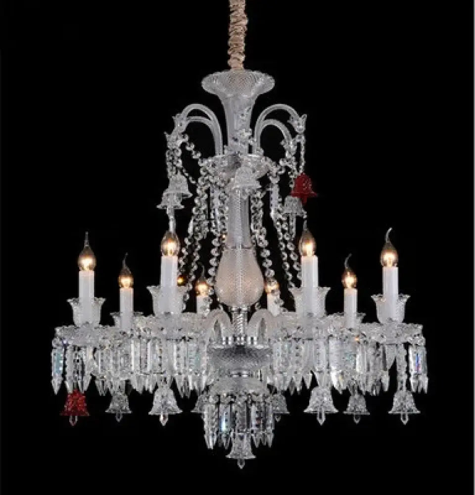 Candle Style Crystal Chandelier for Living Room and Restaurant 10 lights clearA / Warm Light Chandelier