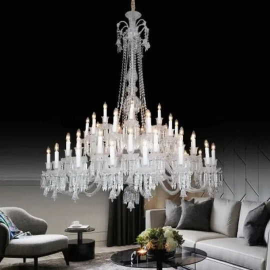 Candle Style Crystal Chandelier for Living Room and Restaurant 48 lights clearA / Warm Light Chandelier