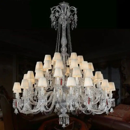Candle Style Crystal Chandelier for Living Room and Restaurant 48 lights clearB / Warm Light Chandelier