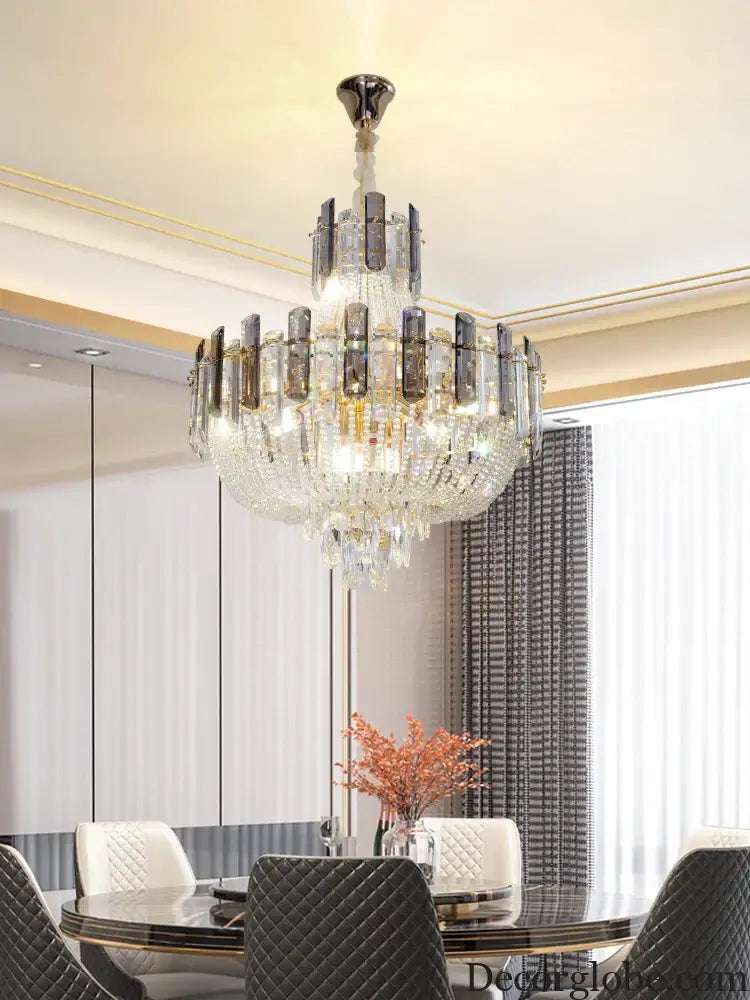 New Design Colorful Luxury Crystal Chandelier - Modern Artistry with Adjustable Chain for Living Rooms and Bedrooms - DecorGlobe