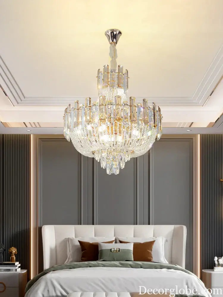 New Design Colorful Luxury Crystal Chandelier - Modern Artistry with Adjustable Chain for Living Rooms and Bedrooms - DecorGlobe
