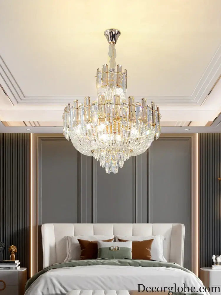 New Design Colorful Luxury Crystal Chandelier - Modern Artistry with Adjustable Chain for Living Rooms and Bedrooms - DecorGlobe