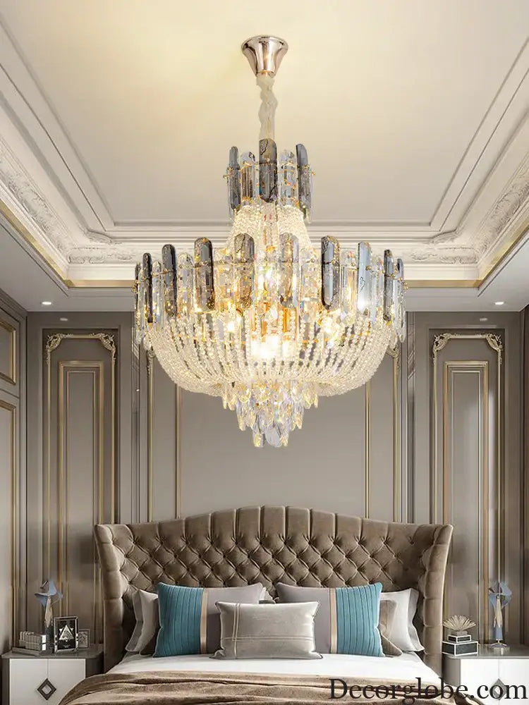 New Design Colorful Luxury Crystal Chandelier - Modern Artistry with Adjustable Chain for Living Rooms and Bedrooms - DecorGlobe
