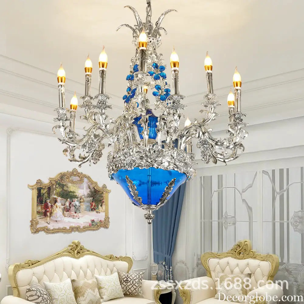 European-style retro pure copper living room chandelier court Villa French copper lamp high-end dining room bedroom