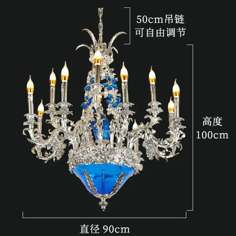 European-style retro pure copper living room chandelier court Villa French copper lamp high-end dining room bedroom