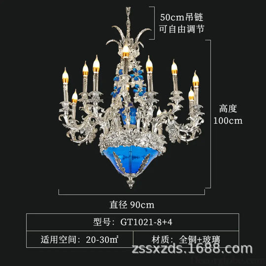 European-style retro pure copper living room chandelier court Villa French copper lamp high-end dining room bedroom