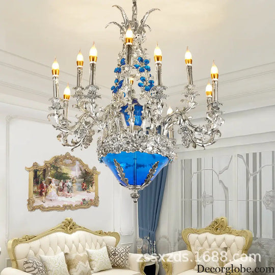 European-style retro pure copper living room chandelier court Villa French copper lamp high-end dining room bedroom