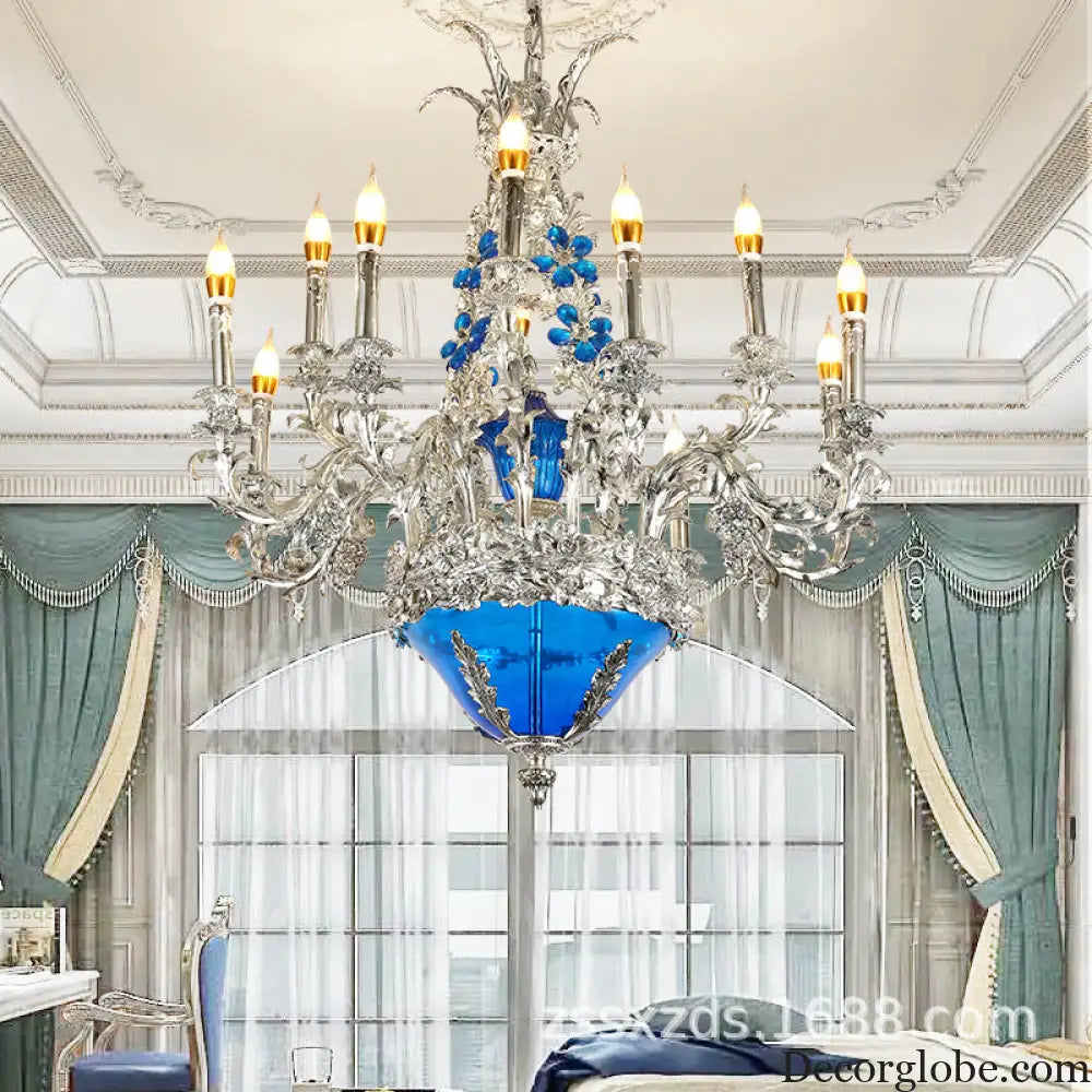 European-style retro pure copper living room chandelier court Villa French copper lamp high-end dining room bedroom