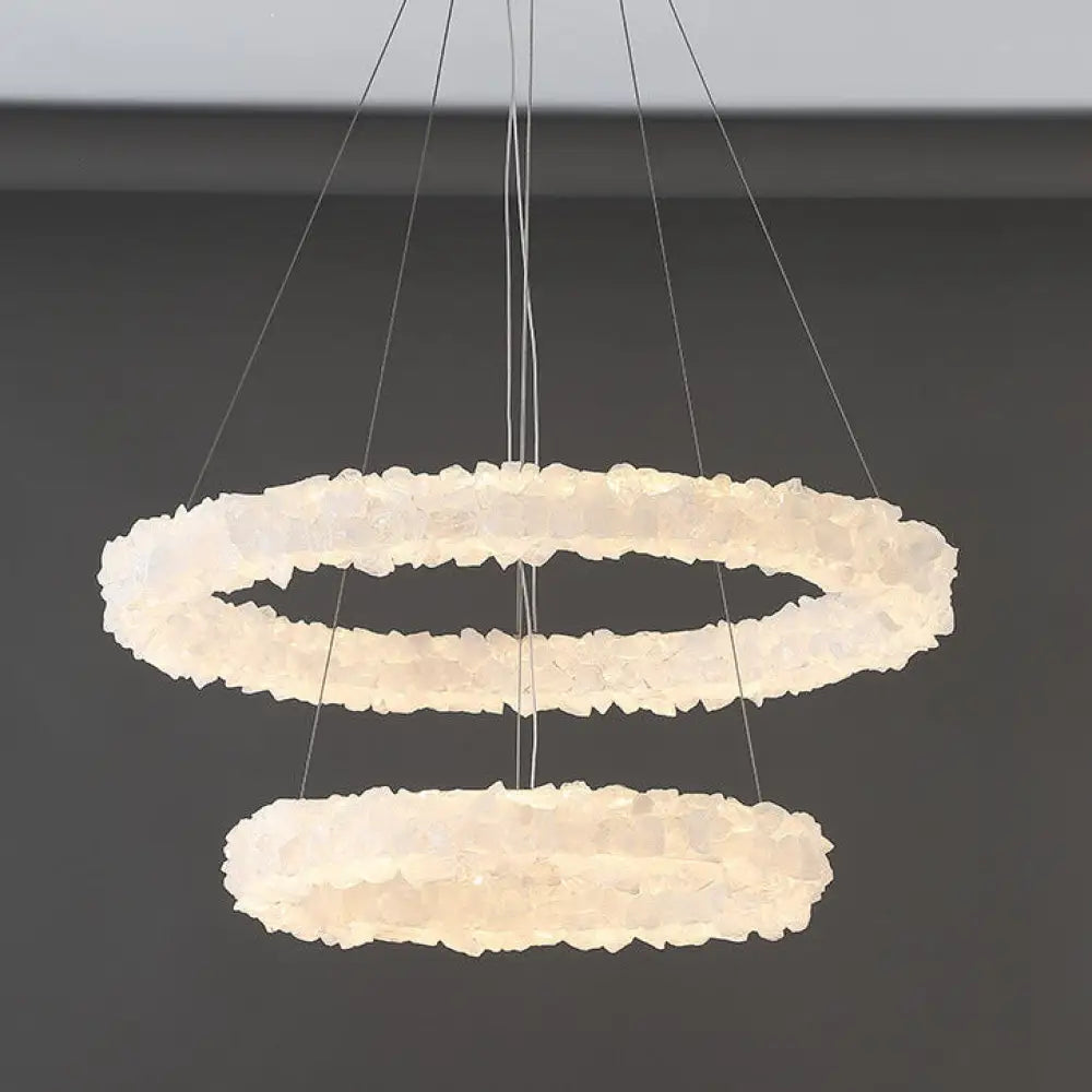 Caroline Modern Double Layer Natural Crystal Chandelier Chandelier