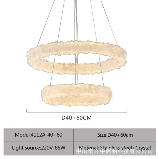 Caroline Modern Double Layer Natural Crystal Chandelier A:D40 + D60 Double Layer Chandelier