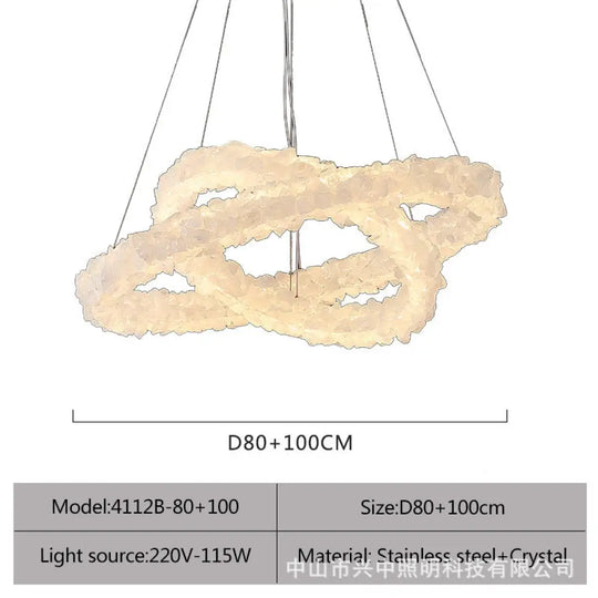 Caroline Modern Double Layer Natural Crystal Chandelier B:D80 + D100 Double Layer Chandelier
