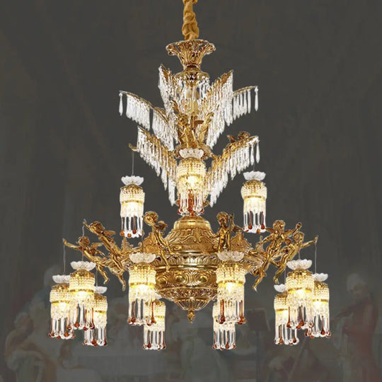 French-style light luxury crystal chandelier elegant Villa duplex building hall lighting European-style living room