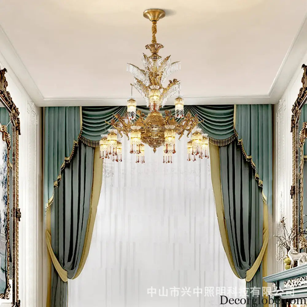 French-style light luxury crystal chandelier elegant Villa duplex building hall lighting European-style living room