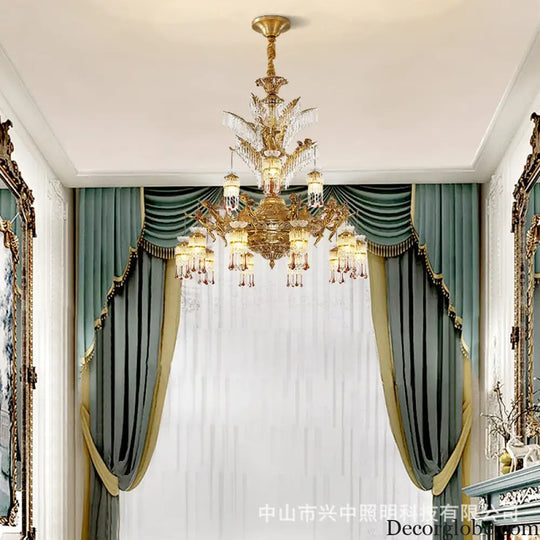 French-style light luxury crystal chandelier elegant Villa duplex building hall lighting European-style living room