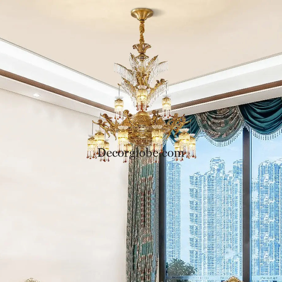 French-style light luxury crystal chandelier elegant Villa duplex building hall lighting European-style living room