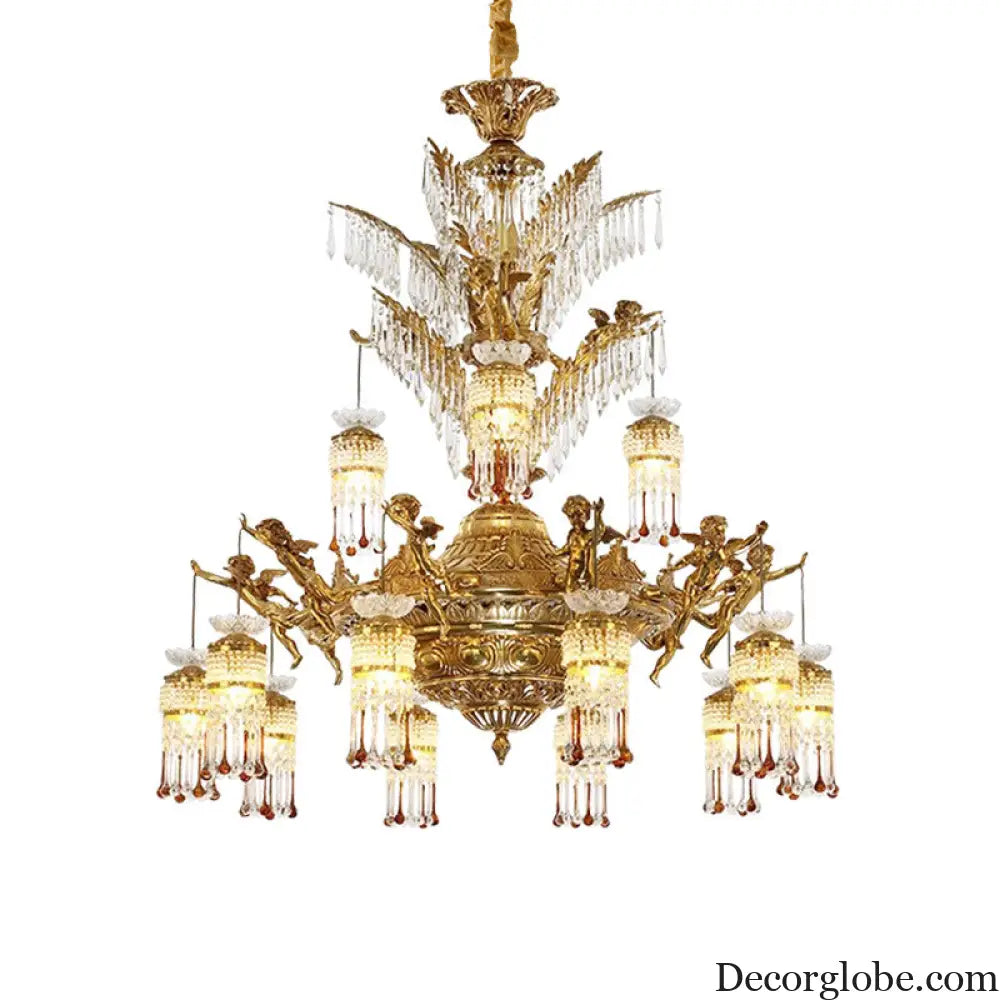 French-style light luxury crystal chandelier elegant Villa duplex building hall lighting European-style living room