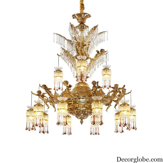 French-style light luxury crystal chandelier elegant Villa duplex building hall lighting European-style living room
