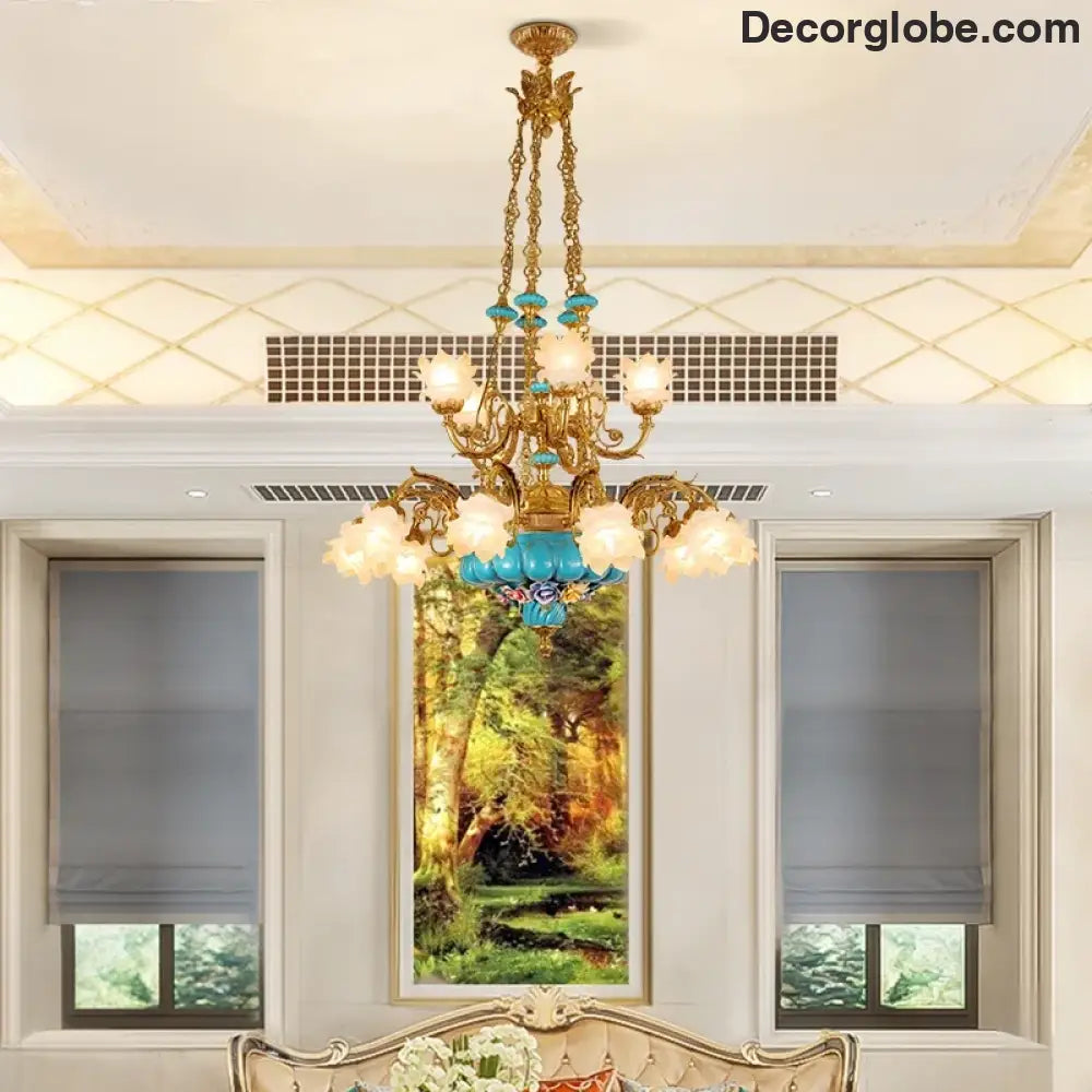 CÉLORIN European Copper & Ceramic Grand Chandelier Chandelier