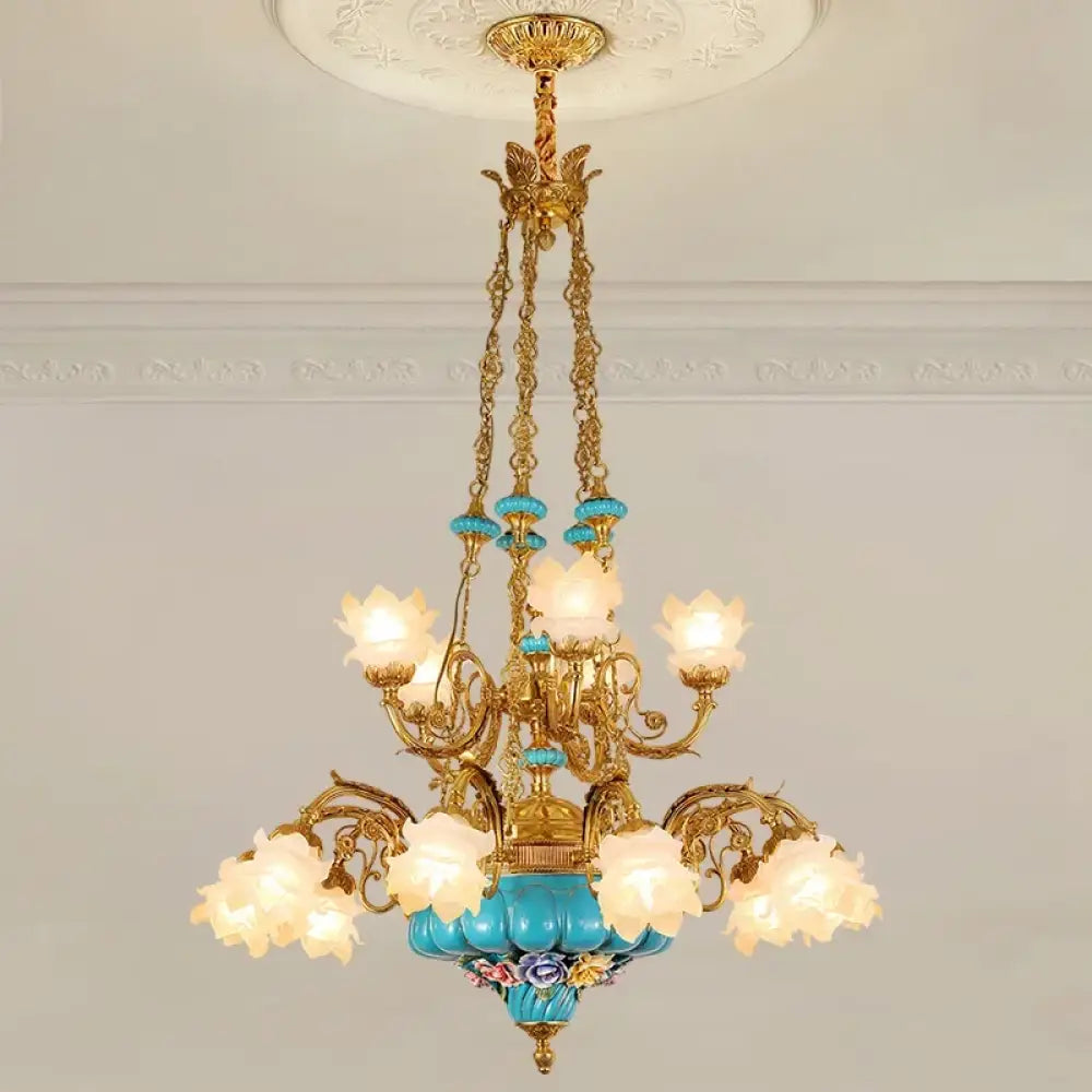 CÉLORIN European Copper & Ceramic Grand Chandelier 8lights D77 H100cm Chandelier
