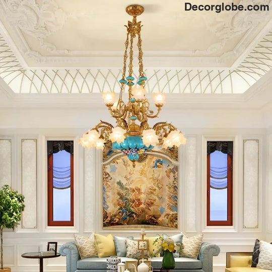 CÉLORIN European Copper & Ceramic Grand Chandelier Chandelier