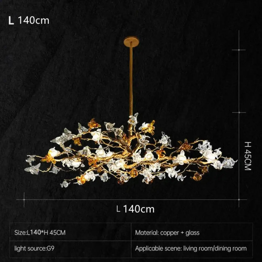Charming Vintage Copper Flower Chandelier -  Tree Branch LED Lighting for Dining Rooms, Kitchen Islands, and Indoor Decor - DecorGlobe