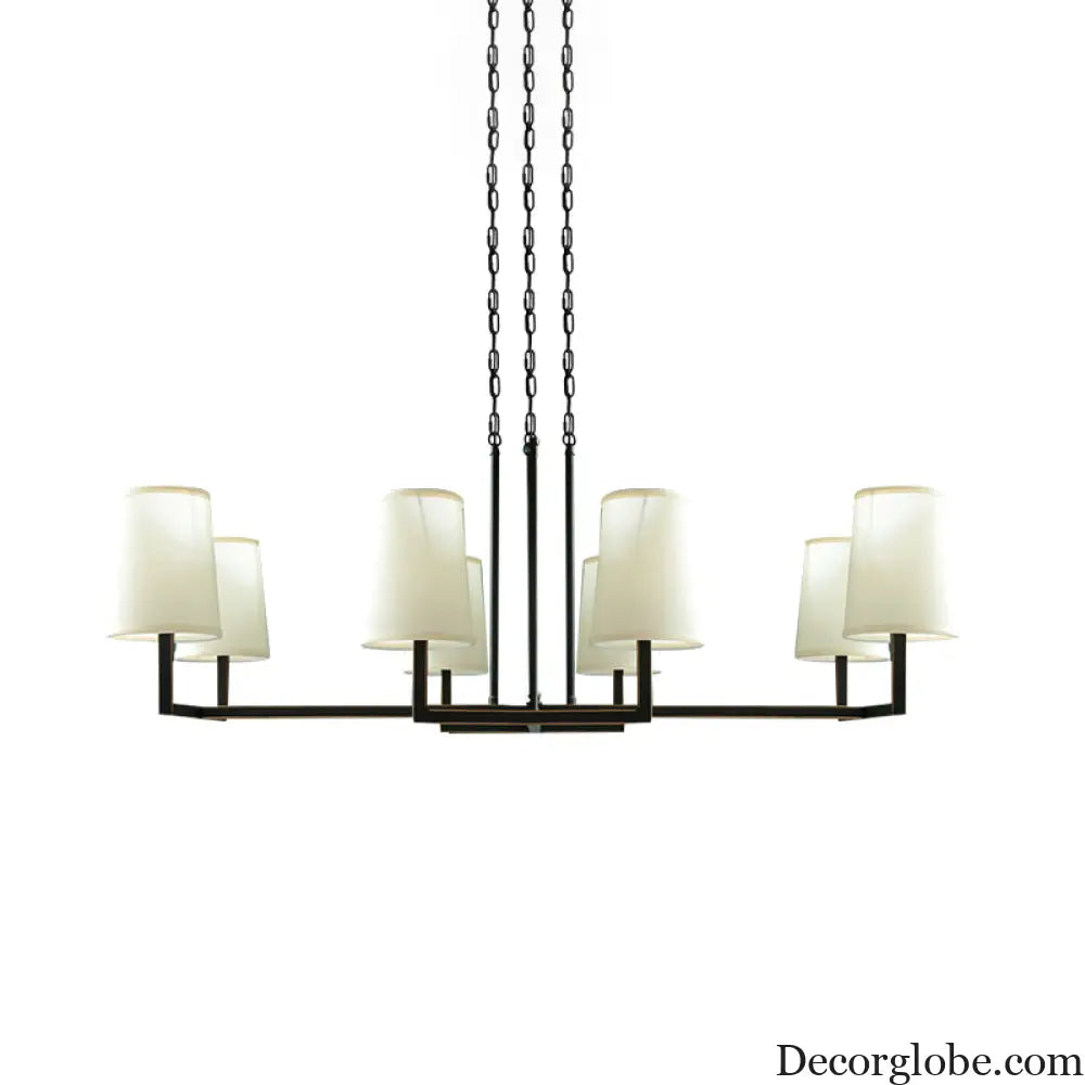 Classic White Hanging Chandelier with 6 Bulbs for Living Room Lighting White