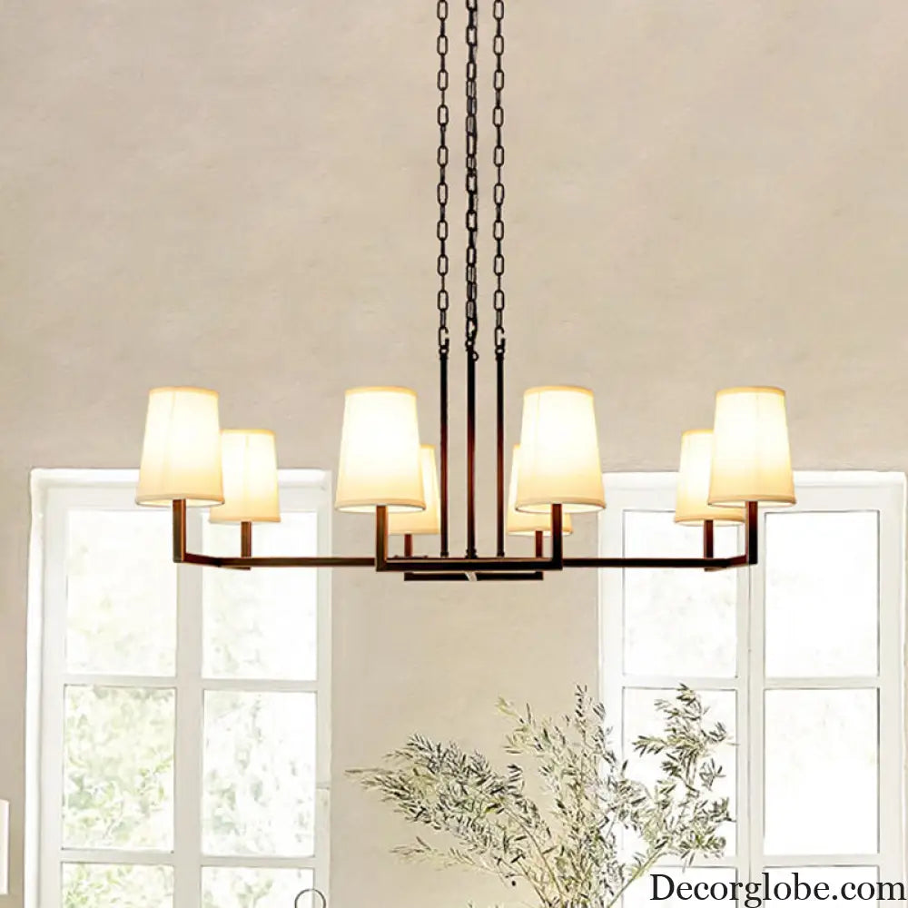 Classic White Hanging Chandelier with 6 Bulbs for Living Room Lighting White