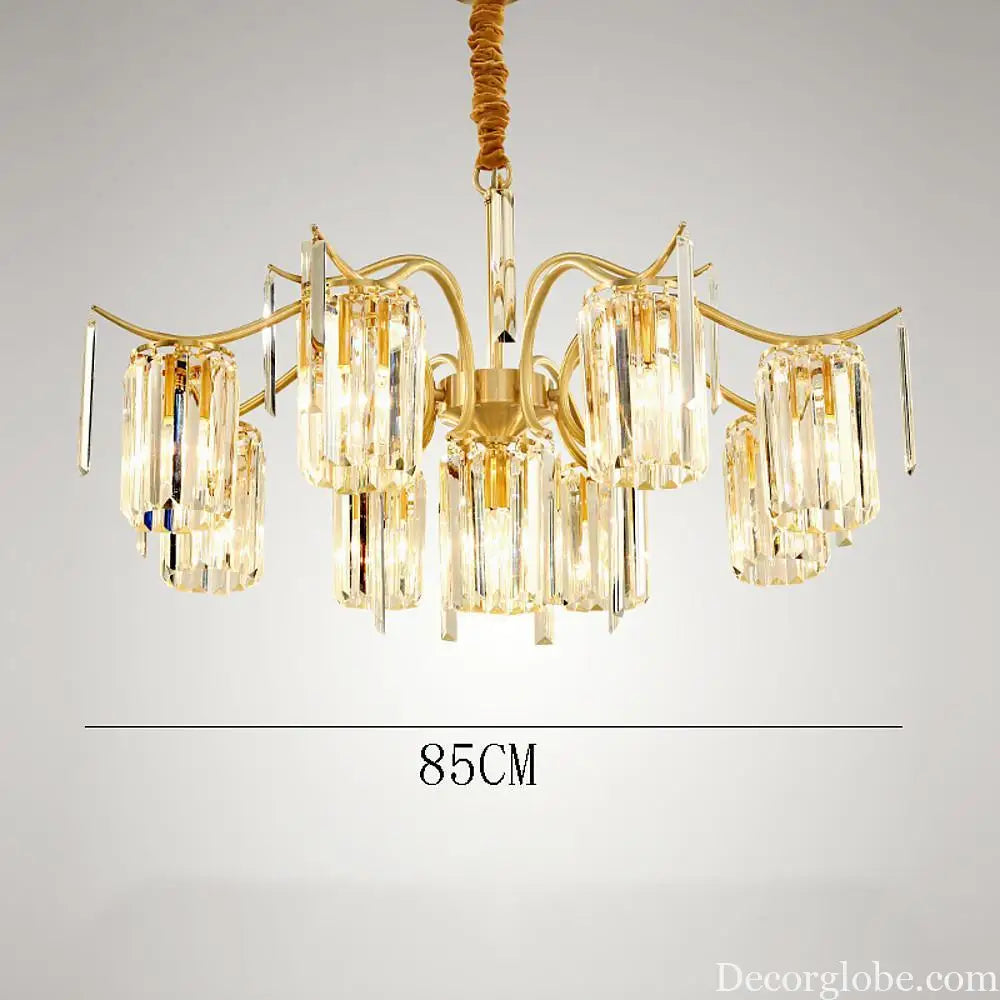 Classical Gold Crystal LED Chandelier with Copper and Glass Accents Lighting > Ceiling lights > Chandeliers