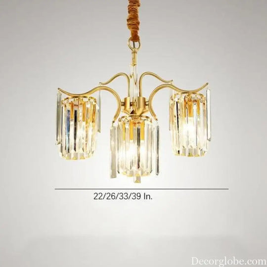Classical Gold Crystal LED Chandelier with Copper and Glass Accents Lighting > Ceiling lights > Chandeliers