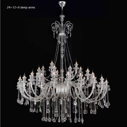 AVELON Clear Crystal European Branch Chandelier 42 lamp arms / Cold White Chandelier