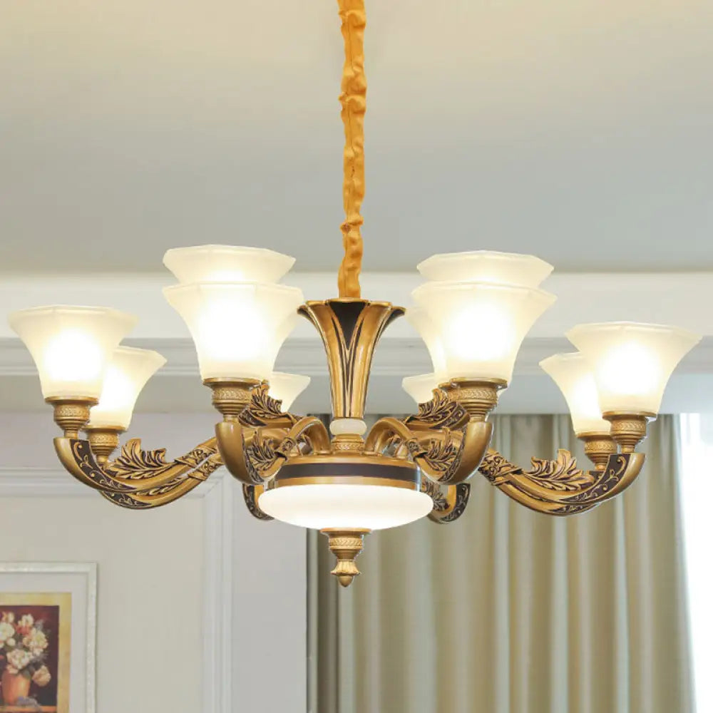 Contemporary Glass Pendant Light Kit: Bell-Shaped Ceiling Chandelier for Living Room White 12 / White