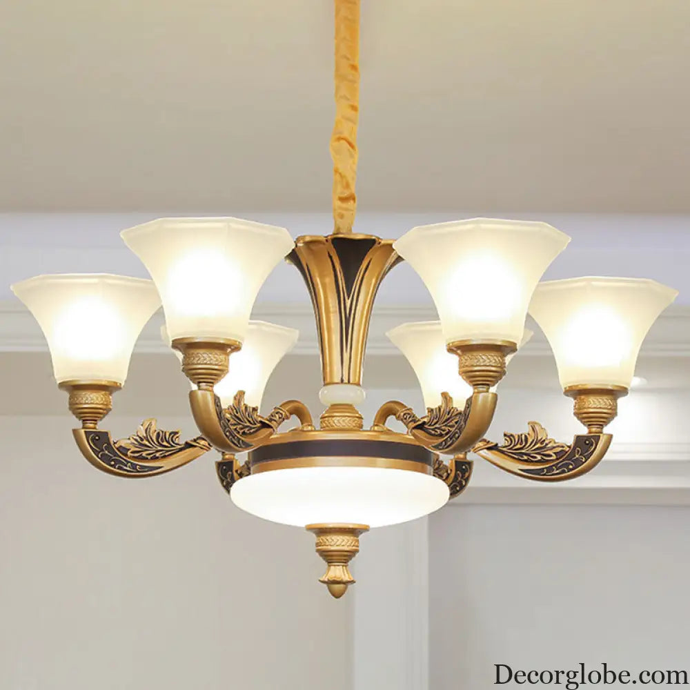 Contemporary Glass Pendant Light Kit: Bell-Shaped Ceiling Chandelier for Living Room White