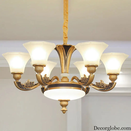 Contemporary Glass Pendant Light Kit: Bell-Shaped Ceiling Chandelier for Living Room White