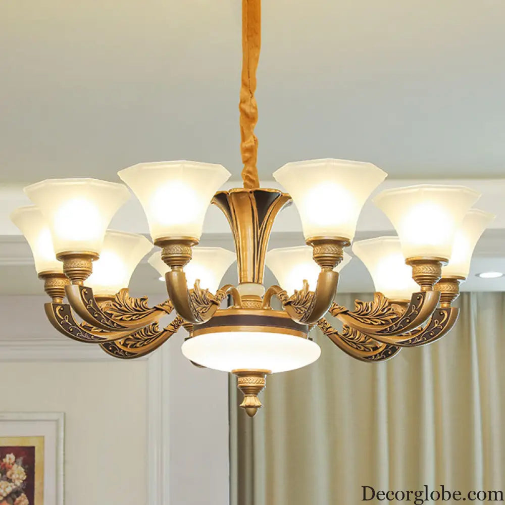 Contemporary Glass Pendant Light Kit: Bell-Shaped Ceiling Chandelier for Living Room White