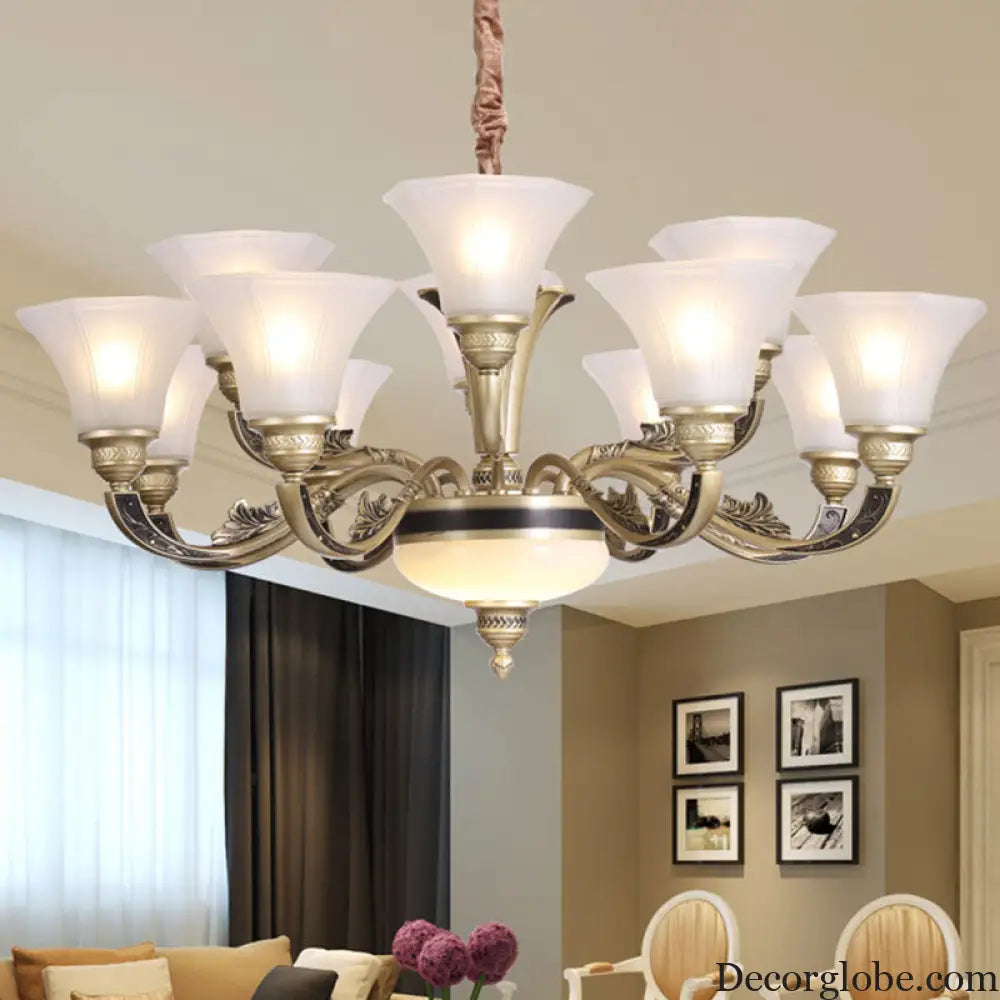 Contemporary Glass Pendant Light Kit: Bell-Shaped Ceiling Chandelier for Living Room White
