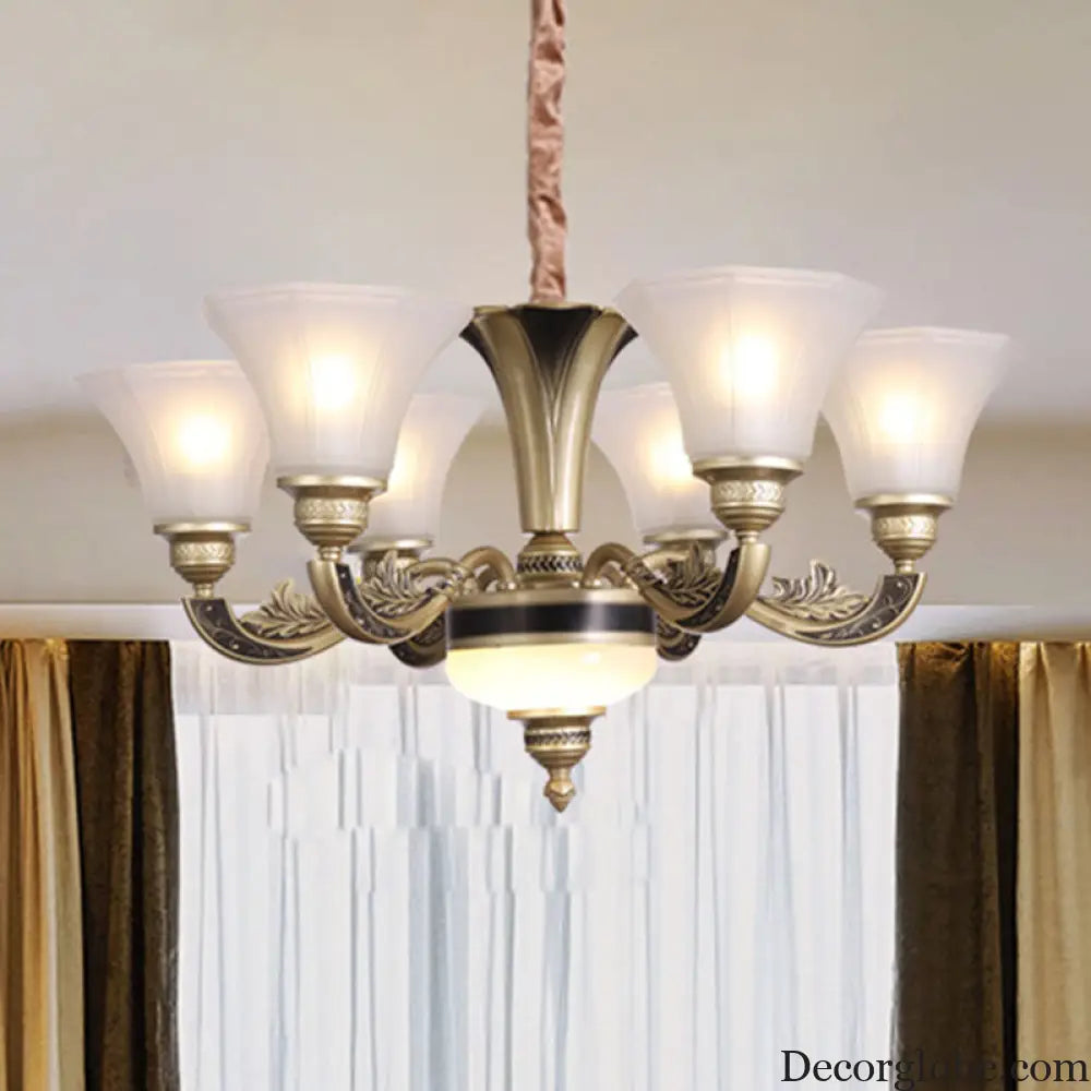 Contemporary Glass Pendant Light Kit: Bell-Shaped Ceiling Chandelier for Living Room White