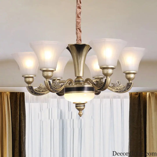 Contemporary Glass Pendant Light Kit: Bell-Shaped Ceiling Chandelier for Living Room White