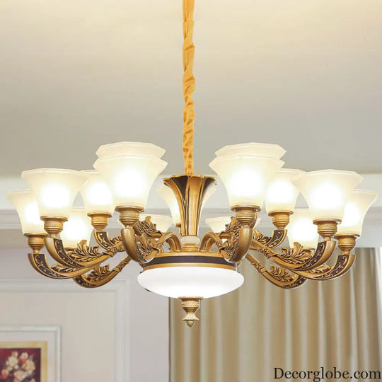 Contemporary Glass Pendant Light Kit: Bell-Shaped Ceiling Chandelier for Living Room White