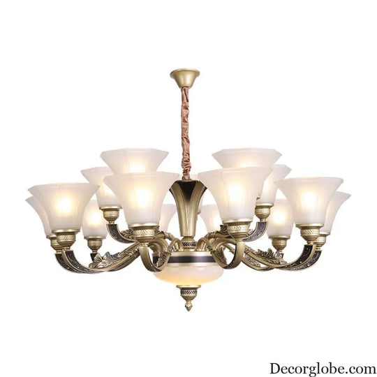 Contemporary Glass Pendant Light Kit: Bell-Shaped Ceiling Chandelier for Living Room White