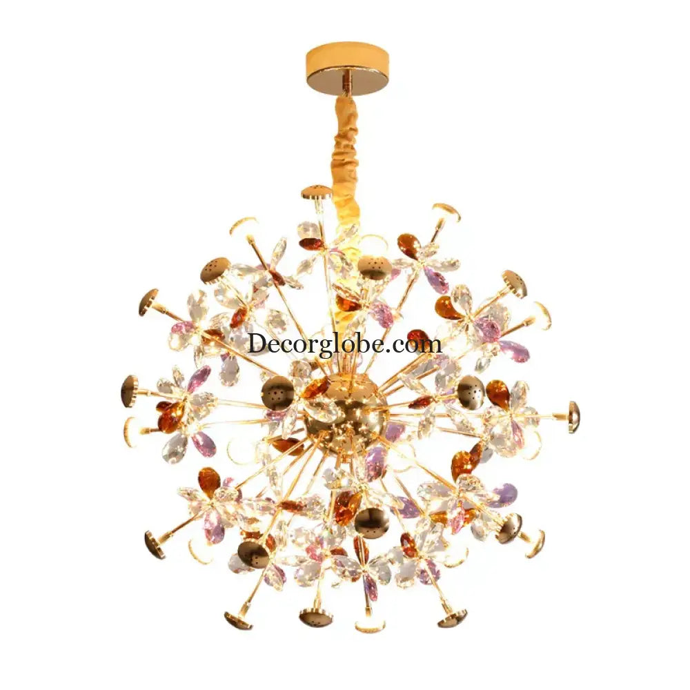 Contemporary Dandelion LED Chandelier - Fashionable Branch Design with Colorful Crystal Accents - DecorGlobe