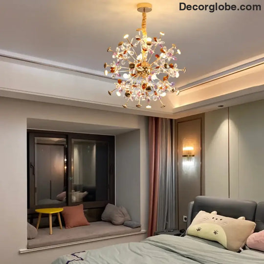 Contemporary Dandelion LED Chandelier - Fashionable Branch Design with Colorful Crystal Accents - DecorGlobe